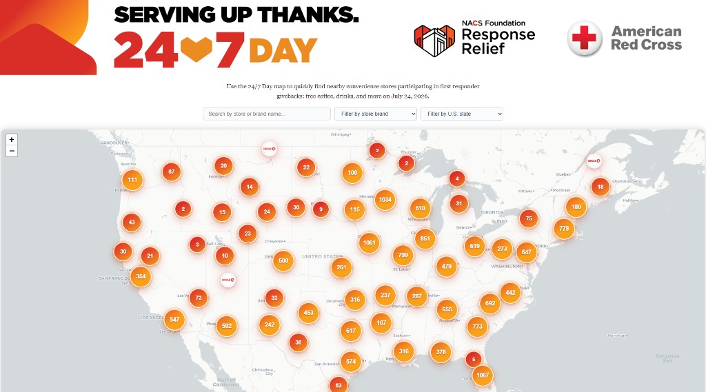 NACS Foundation 24/7 Day store locator map